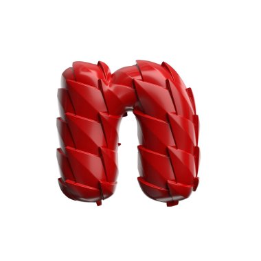 ejderha harfi N - küçük harf 3d sürüngen ölçekli yazı tipi beyaz arkaplanda izole edildi. Bu alfabe yaratıcı illüstrasyonlar için mükemmeldir ama sadece Çin 'in yeni yılı, mitleri ve video oyunları ile sınırlı değildir....