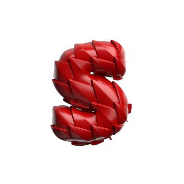 ejderha harfi S - küçük harf 3d sürüngen ölçekli yazı tipi beyaz arkaplanda izole edildi. Bu alfabe yaratıcı illüstrasyonlar için mükemmeldir ama sadece Çin 'in yeni yılı, mitleri ve video oyunları ile sınırlı değildir....