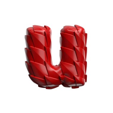 ejderha harfi U - beyaz arkaplanda izole edilmiş küçük 3d sürüngen ölçekli yazı tipi. Bu alfabe yaratıcı illüstrasyonlar için mükemmel ama sadece Çin 'in yeni yılı, efsanesi ve video oyunları ile sınırlı değil....