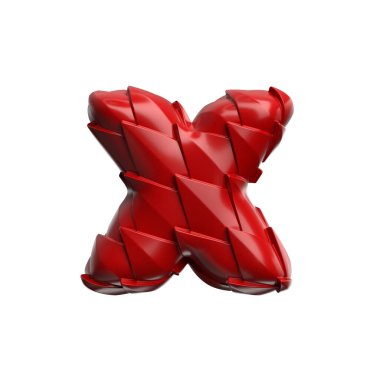 ejderha harfi X - küçük 3d sürüngen ölçekli yazı tipi beyaz arkaplanda izole edildi. Bu alfabe yaratıcı illüstrasyonlar için mükemmeldir ama sadece Çin 'in yeni yılı, mitleri ve video oyunları ile sınırlı değildir....