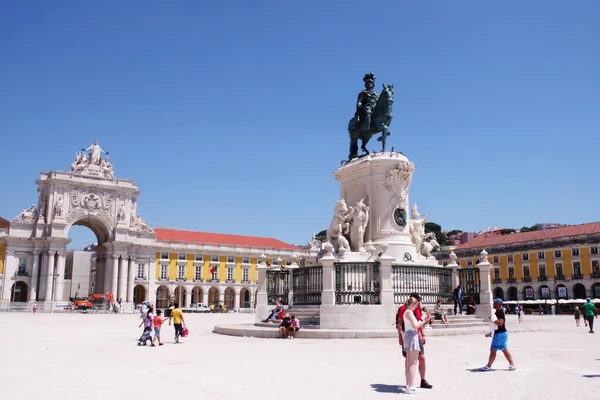 Stary Plac Mieście Lisboa Stolicy Portugalii Obrazy Stockowe bez tantiem