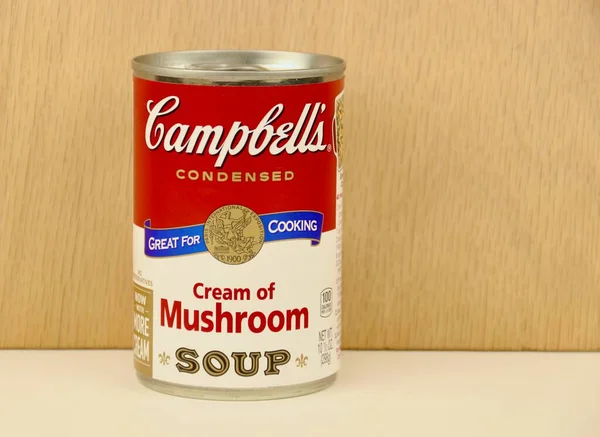Spencer Wisconsin April 2023 Can Cambell Cream Mushroom Soup Cambell — Stock Photo, Image
