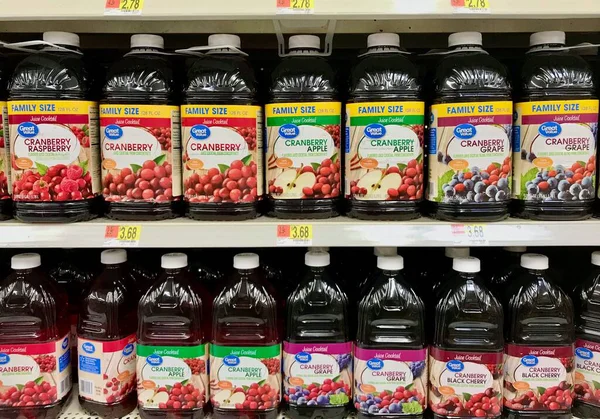 Spencer Wisconsin May 2023 Bottles Great Value Cranberry Juice Great — Stock Photo, Image