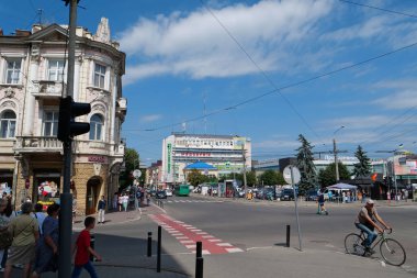 UKRAINE, IVANO-FRANKIVSK, AUGUST 21, 2012: People at the street in Ivano-Frankivsk city, western Ukraine