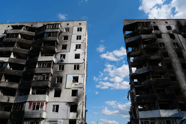 BORODYANKA, UKRAINE, JUNE 8, 2022: After bombing. Russian army of terrorist and marauders dropped bombs and destroyed houses, killed civilians on February 2022. Terror and genocide of Ukrainian people