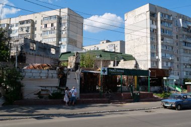 BORODYANKA, UKRAINE, JUNE 8, 2022: After bombing. Russian army of terrorist and marauders dropped bombs and destroyed houses, killed civilians on February 2022. Terror and genocide of Ukrainian people