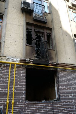 IRPIN, UKRAINE, JUNE 6, 2022: Russian terrorist army damaged dwelling houses and killed people in Irpin town, Kyiv Oblast on March 2022. After bombing.Terror and genocide of Ukrainian people