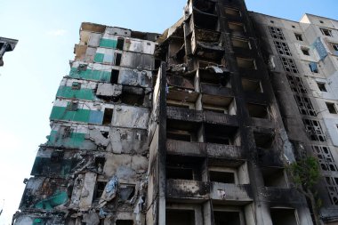 BORODYANKA, UKRAINE, JUNE 8, 2022: After bombing. Russian army of terrorist and marauders dropped bombs and destroyed houses, killed civilians on February 2022. Terror and genocide of Ukrainian people