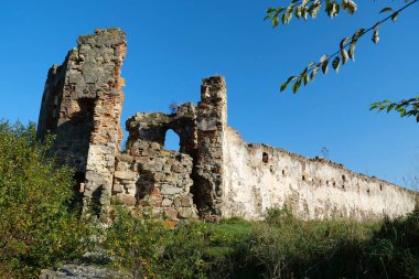 Ruins of ancient Pniv Castle - medieval historical object in Ivano-Frankivsk region, western Ukraine