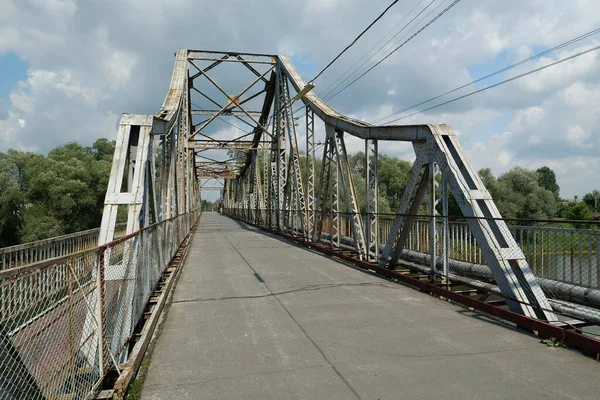 Old Metal Bridge Dniester River City Galich Halych Western Ukraine — Fotografia de Stock