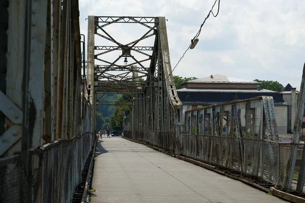 Ponte Metal Velha Através Rio Dniester Cidade Galich Halych Oeste — Fotografia de Stock