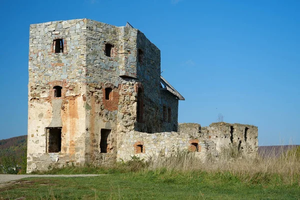 Antica Torre Pietra Torretta Nel Castello Pniv Oggetto Storico Medievale — Foto Stock