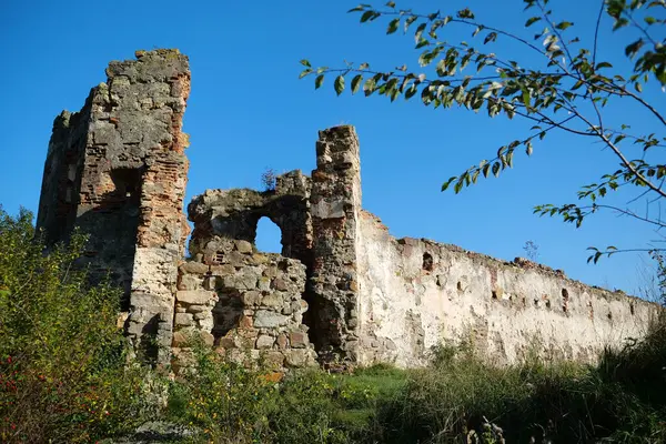 Ruinas Del Antiguo Castillo Pniv Objeto Histórico Medieval Región Ivano — Foto de Stock
