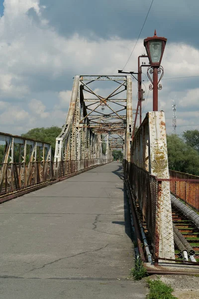 Old Metal Bridge Dniester River City Galich Halych Western Ukraine — Stockfoto