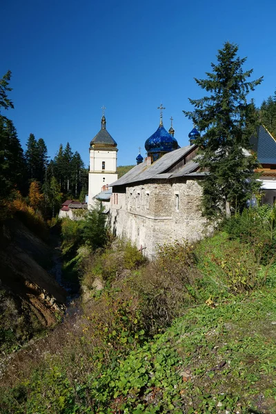 Manyava Skete Exaltation Holy Cross Forest Carpathian Mountains Ukraine Orthodox — Foto Stock