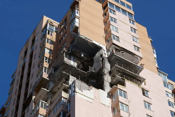 Kyiv Ukraine May 2022 Russian Missile Damaged Multi Storey Dwelling — 스톡 사진