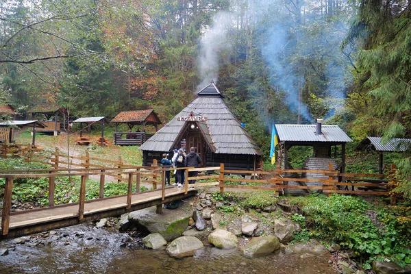 Little restaurant in Carpathian mountains, western Ukraine
