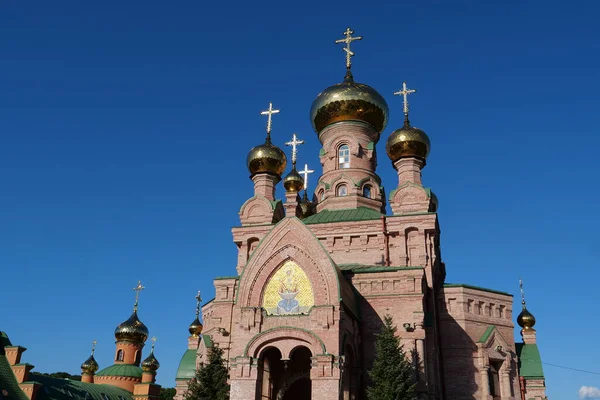 Kościół Ikony Matki Bożej Życiodajnej Wiosny Klasztor Wstawiennictwa Świętego Pustelnia — Zdjęcie stockowe