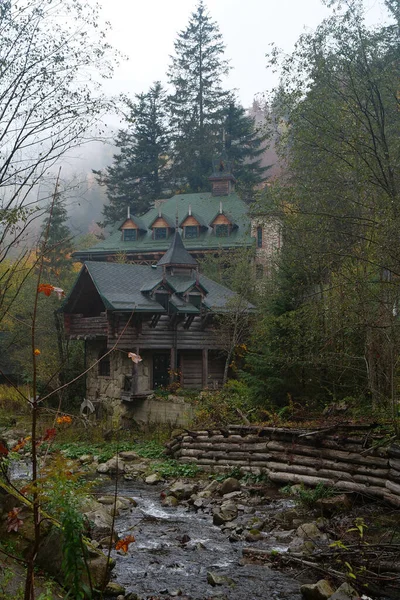 Dom Lesie Karpatach Zachodnia Ukraina — Zdjęcie stockowe