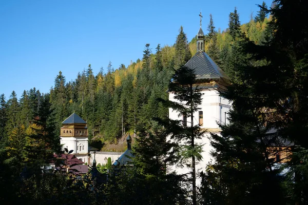 Manyava Skete Exaltation Holy Cross Forest Carpathian Mountains Ukraine Orthodox — Photo