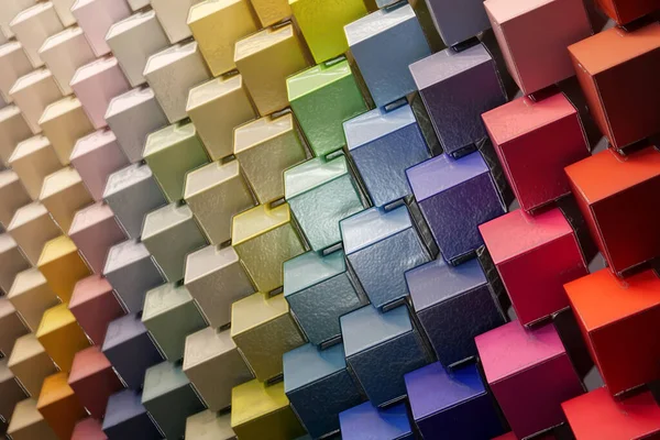 Cubos Multicolores Paleta Colores Tonos Gama Colores Envases Celofán —  Fotos de Stock