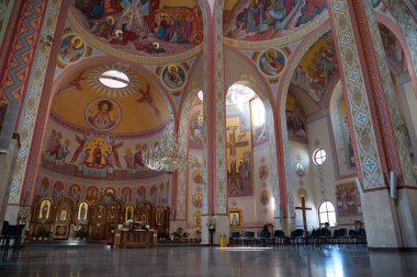 KOLOMYIA, UKRAINE, AUGUST 18, 2022: Cathedral of the Transfiguration of Christ of Ukrainian Greek Catholic Church in western Ukrainian city of Kolomyia, Ivano-Frankivska Oblast