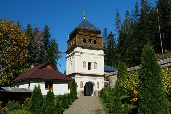 Manyava Skete Exaltation Holy Cross Forest Carpathian Mountains Ukraine Orthodox — Stock Photo, Image