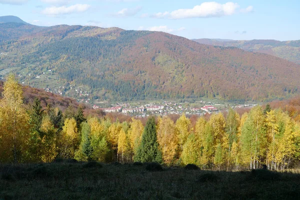 喀尔巴阡山脉美丽的秋天森林 乌克兰喀尔巴阡山脉的神奇性质 — 图库照片
