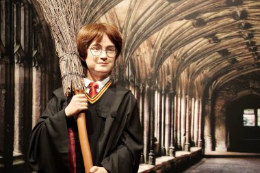 BUKOVEL, UKRAINE, OCTOBER 5, 2022: Wax figure of Harry James Potter - fictional character and titular protagonist in J. K. Rowling series of eponymous novels clipart