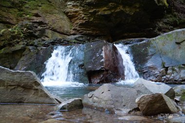 Girlish Tears waterfall on Zhonka River, Carpathian Mountains, Ivano-Frankivsk Oblast, western Ukraine