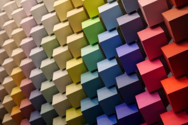 Çok renkli küpler. Renk ve tonların paleti, renk aralığı