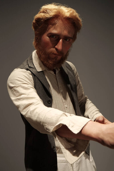 BUKOVEL, UKRAINE, OCTOBER 5, 2022: Wax figure of Vincent Willem van Gogh. Dutch Post-Impressionist painter, posthumously became one of most famous and influential figures in Western art history