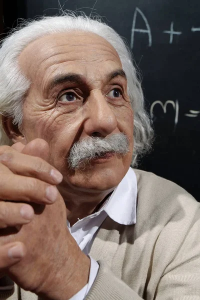 stock image BUKOVEL, UKRAINE, OCTOBER 5, 2022: Wax figure of world-famous scientist, theoretical physicist, Nobel laureate, creator of theory of relativity Albert Einstein