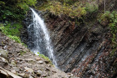 Zhenetskyi Huk şelalesi ya da Huk şelalesi, Zhenets nehri, Karpatlar Ulusal Parkı, Gorgany dağ sırtı, batı Ukrayna
