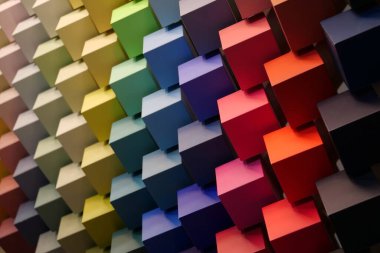 Çok renkli küpler. Renk ve tonların paleti, renk aralığı