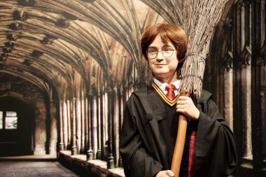 BUKOVEL, UKRAINE, OCTOBER 5, 2022: Wax figure of Harry James Potter - fictional character and titular protagonist in J. K. Rowling series of eponymous novels clipart