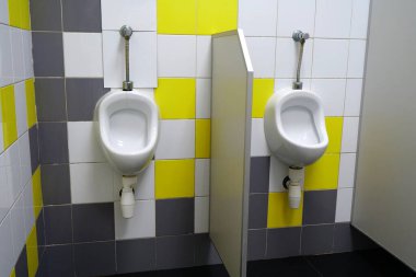 Public toilet with two urinals clipart