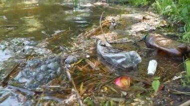 Plastik şişeler ve diğer çöpler göl kıyısında, çevreyi kirletiyor. Terbiyesiz, kültürsüz insanlar doğaya çöp atar.