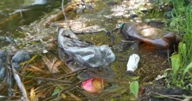 Plastik şişeler ve diğer çöpler göl kıyısında, çevreyi kirletiyor. Terbiyesiz, kültürsüz insanlar doğaya çöp atar.