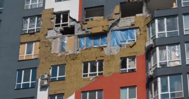 IRPIN, UKRAINE, JUNE 6, 2022: Russian terrorist army damaged dwelling houses and killed people in Irpin town, Kyiv Oblast on March 2022. After bombing.Terror and genocide of Ukrainian people