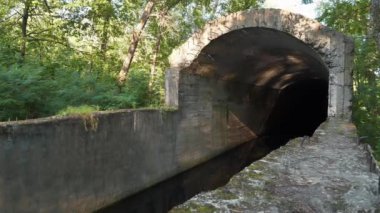 Kyiv 'deki Zhukiv adasındaki Dnipro nehrinin altındaki tünel. Resmi adı - İnşaat No.1 NKSHS, Nesne 1 veya Stalin Metro, 1938-1941, birliklerin ve kargoların güvenli ve gizli geçişini sağlamak için tasarlanmıştır.