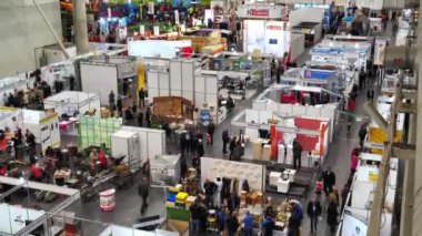 UKRAINE, KIEV, OCTOBER 29, 2019: People at agricultural exhibition in International Exhibition Center in Kiev, Ukraine