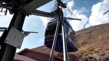 TENERIFE ISLAND, CANARY ISLANDS, SPAIN, SEPTEMBER 28, 2019: Teide Cableway - aerial ropeway that goes up volcano Teide, highest peak in Spain, 3718 m, located in Teide National Park on Tenerife island