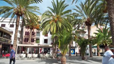 SAN SEBASTIAN, LA GOMERA ISLAND, CANARY ISLANDS, SPAIN, OCTOBER 2, 2019: People in San Sebastian city on La Gomera island, Canary islands, Spain