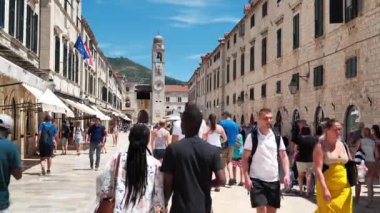 CROATIA, DUBROVNIK, JUNE 28, 2019: People on the streets of old town of Dubrovnik, Croatia