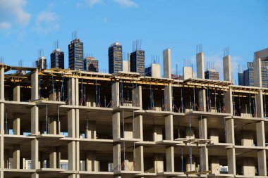 Reinforced concrete building under construction, cast concrete structure clipart