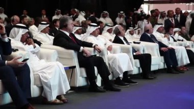 Katar, DOHA, 20 Mart 2018: Doha Sergi ve Kongre Merkezi, Katar 'da Ukrayna Petro Poroshenko Başkanı