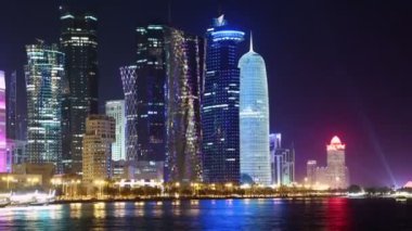 Katar, DOHA, 20 Mart 2018: Doha 'nın finans bölgesi - Katar, Batı Körfezi, Basra Körfezi, Arap Yarımadası, Orta Doğu' nun başkenti ve en kalabalık şehri