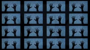 TV kanalı gürültüsü ve televizyon ekranlarında siyah eller