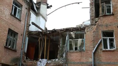 Ukrayna, Kiev 'deki gaz patlaması sonrası yıkıntılar. Evin gaz patlaması sonucu tahrip edilmesi, bina yıkılacak.